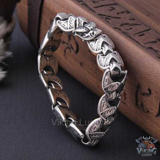 Fenrir Embrace Viking Wolf Link Bracelet
