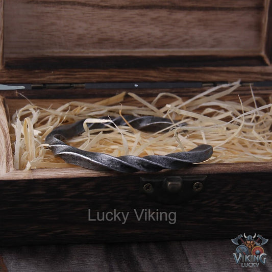 Hand Forged Warrior Resolve Viking Bracelet Closeup shot