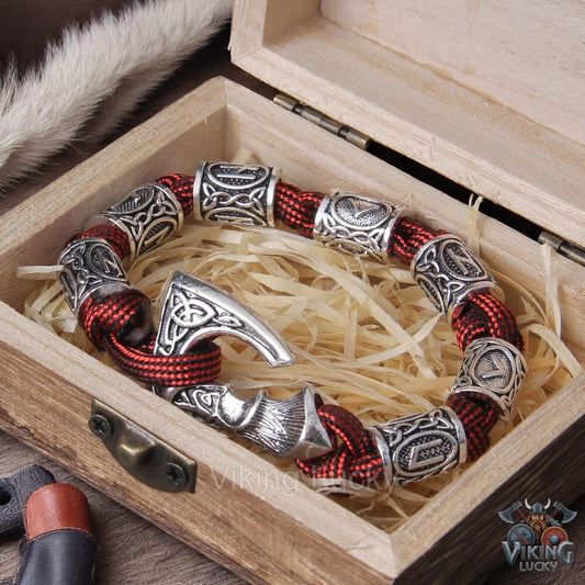 Viking Axe Paracord Bracelet Brown woven cord
