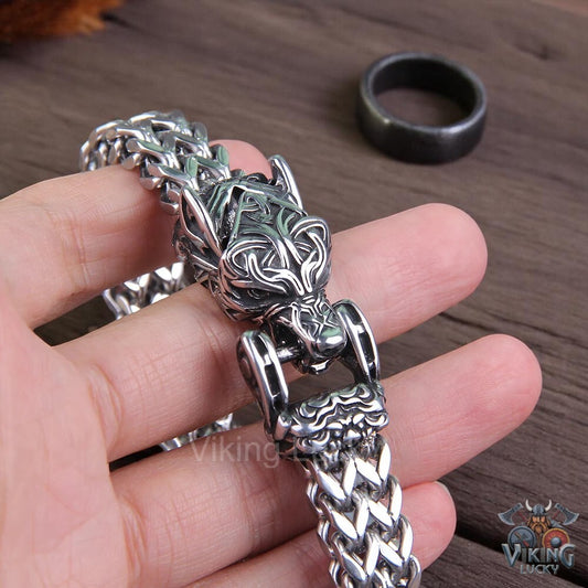 Viking Dragon Bracelet Silver