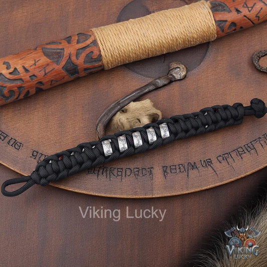 Viking Paracord Bracelet With Rune Beads