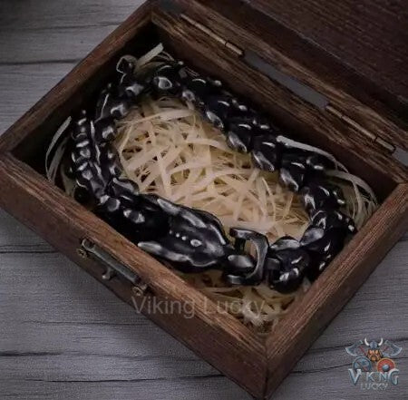 Black Dragon Ouroboros Bracelet VikingLucky
