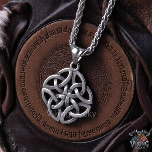 Celtic Knot Viking Pendant Necklace – Stainless Steel Norse Amulet for Men and Women
