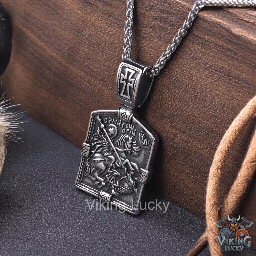 Durable Viking pendant with warrior angel shield design
