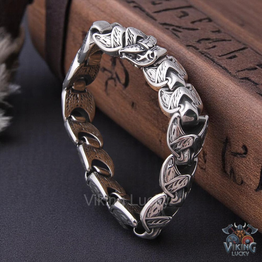Fenrir Embrace Viking Wolf Link Bracelet