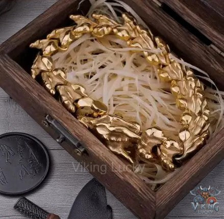 Full Gold Viking Dragon Bracelet