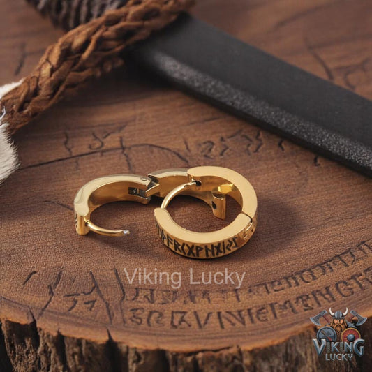Gold Rune Hoop Earrings