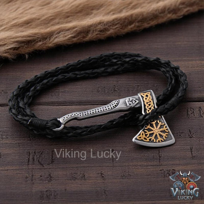 Gold-Vegvisir-Axe-Bracelet-Viking-Lucky