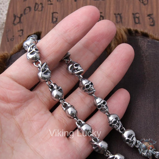 Gothic punk skull necklace stainless steel for biker style