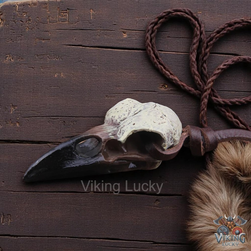 Halloween Gothic Jewelry Raven Skull Necklace for Witchcore Style-tiled-angle-shot