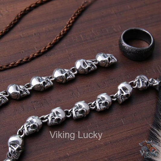Men Skull Chain Necklace Punk Gothic Stainless Steel Biker Jewelry