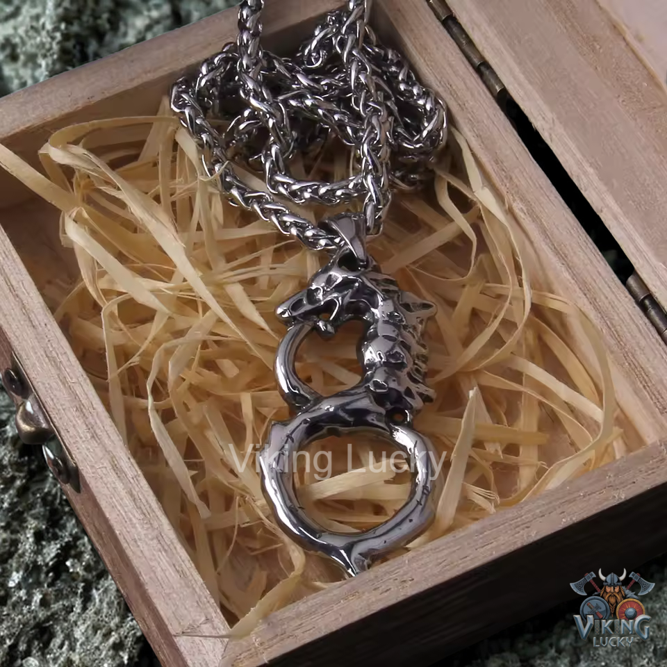 Norse Dragon Ouroboros Stainless Skull Style