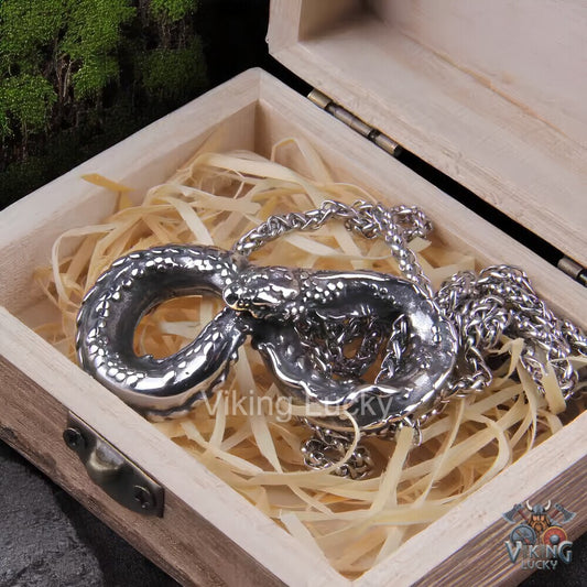 Norse Dragon Ouroboros Stainless-keel-chain-VikingLucky
