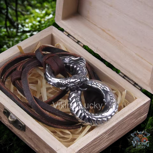 Norse Dragon Ouroboros Stainless leather cord