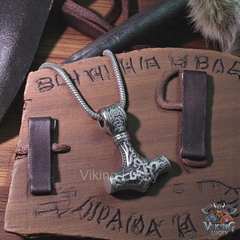 Norse Thor Hammer Necklace Viking Mjolnir Pendant