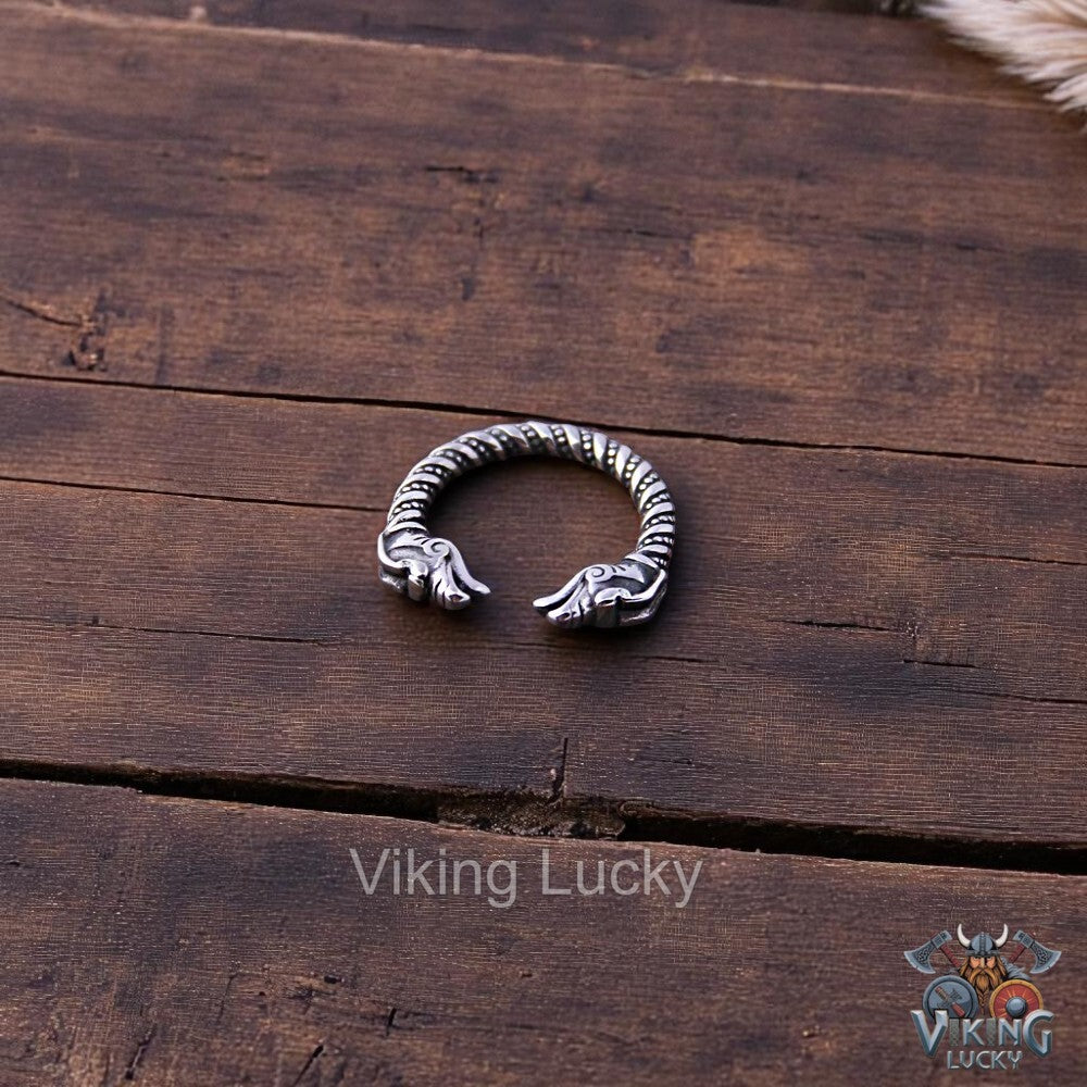 VikingLucky Odin Totem Twisted Viking Ring Dragon Head