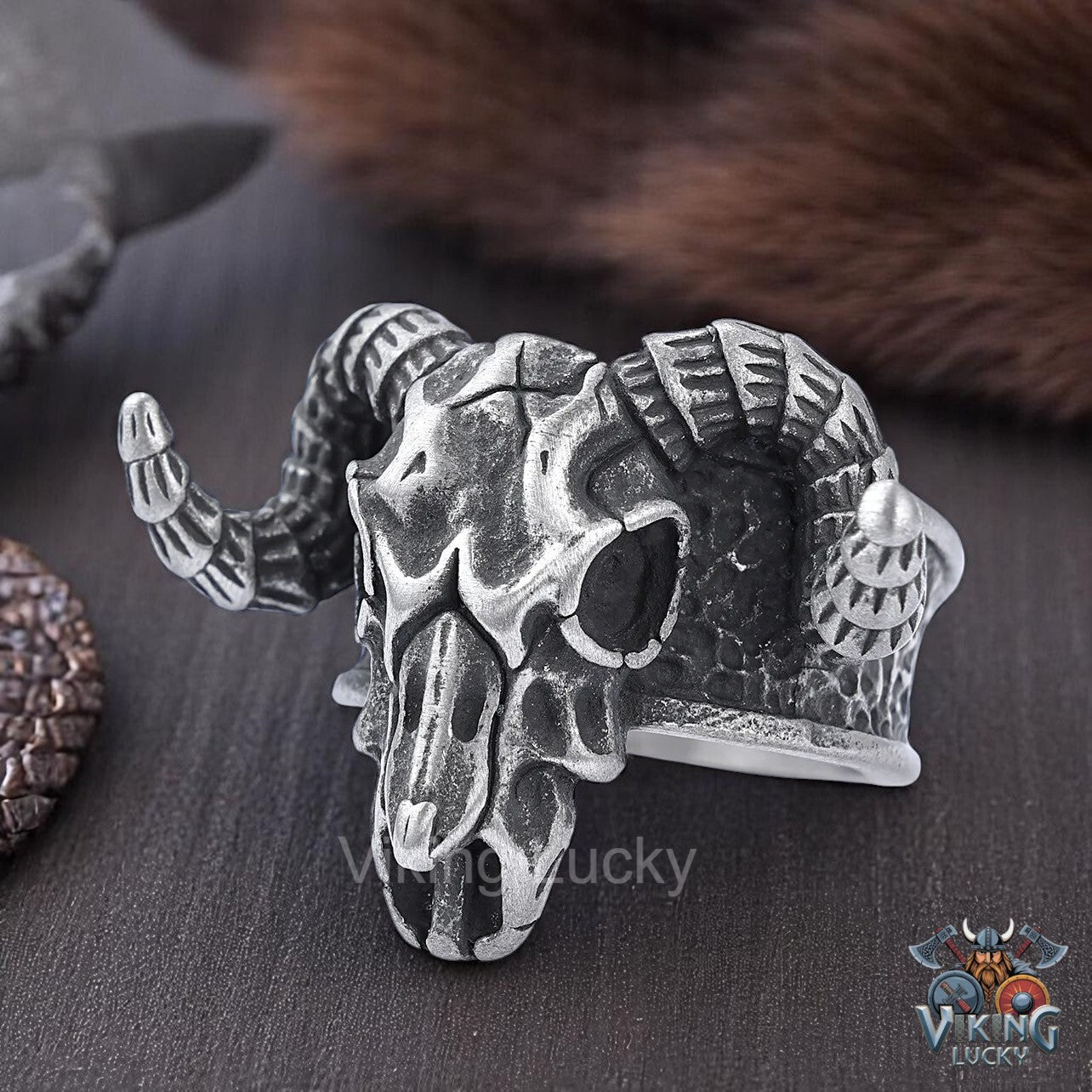 Viking Ram Skull Ring