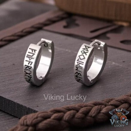 Silver Rune Hoop Earrings