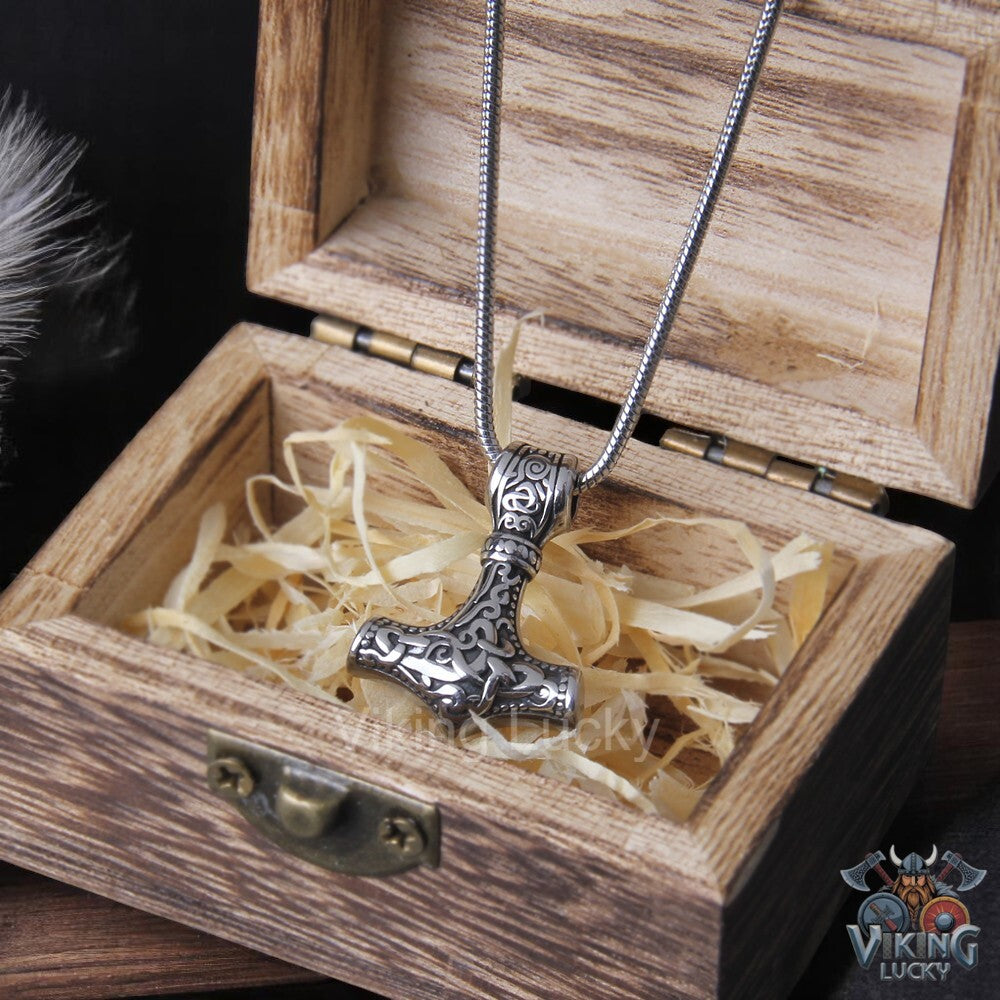 Small Mjölnir Necklace – Viking Thor’s Hammer Stainless Steel Pendant