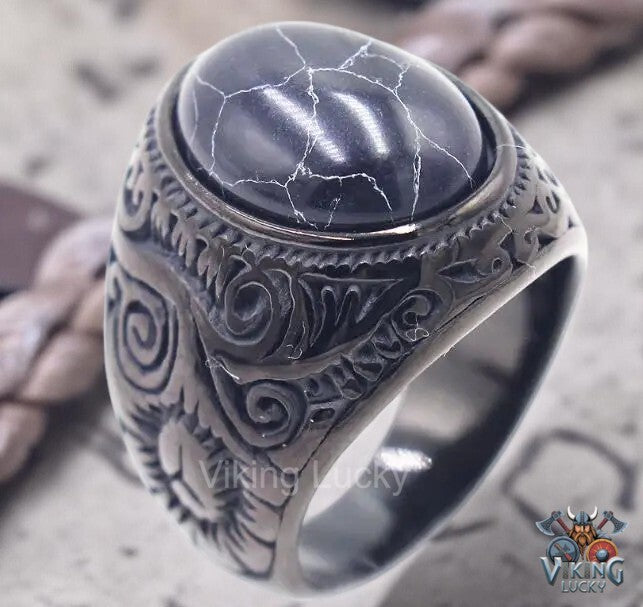Storm Stone Viking Ring – Dark Norse Mystic Ring