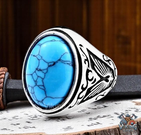 Turquoise Rune Ring – Norse Mythology Jewelry