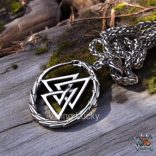 Valknut Ouroboros Ring Necklace Classic Silver Viking Lucky