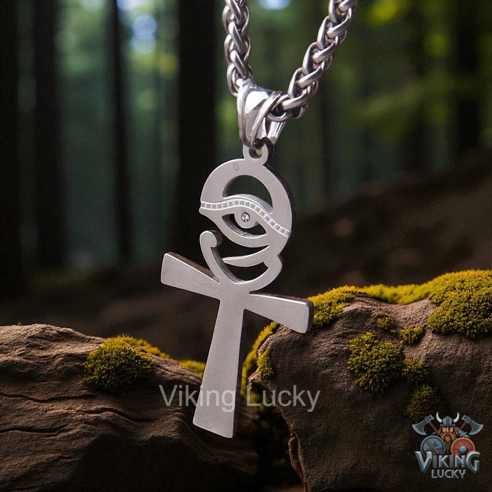 Viking Ankh Eye Necklace stainless steel Norse gothic jewelry VikingLucky