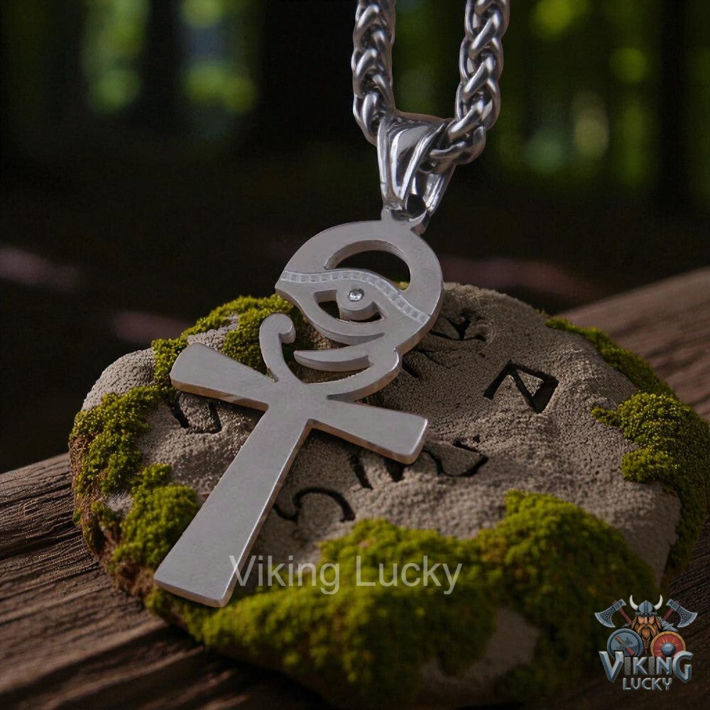 Viking Ankh Eye Necklace stainless steel Norse gothic jewelry on hand