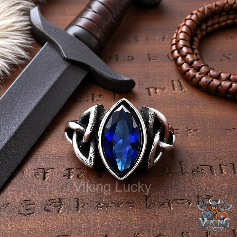 Viking Ring The Blue Crystal Knot Style