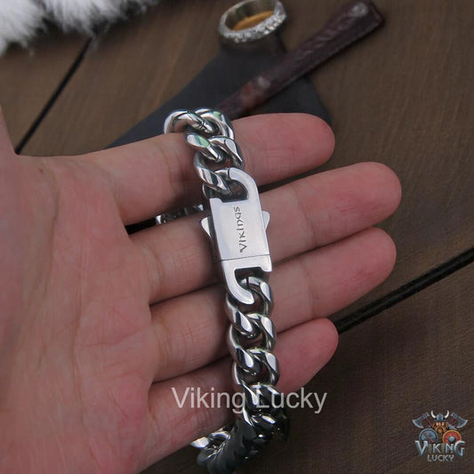 Viking Cuban Chain Bracelet – Stainless Steel Punk Curb Link Bangle for Men picture 1