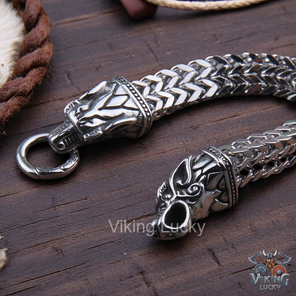 Viking Dragon Head Bracelet Closeup Shot