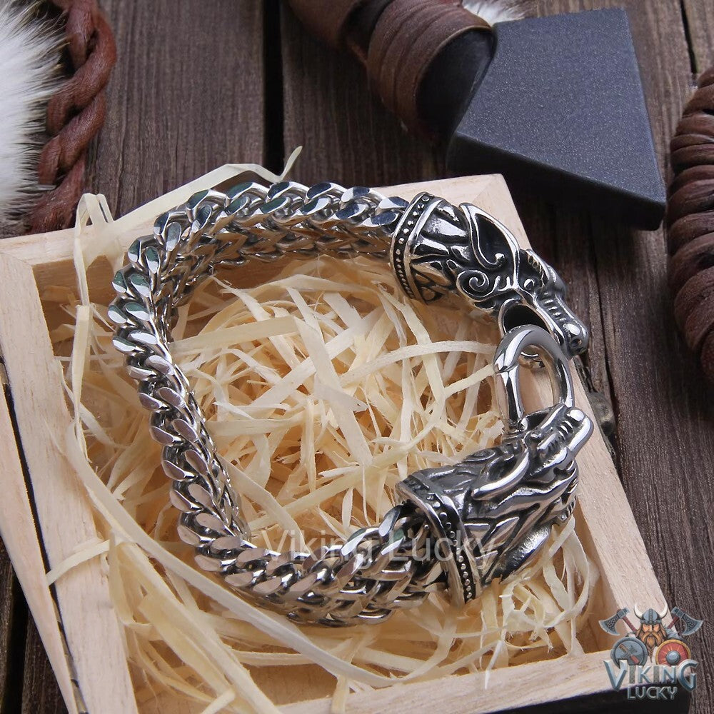 Viking Dragon Head Bracelet Angle Tiled Shot