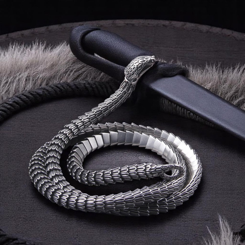 Viking Ouroboros Snake Chain Necklace stainless steel Norse jewelry