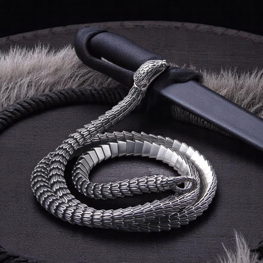 Viking Ouroboros Snake Chain Necklace stainless steel Norse jewelry