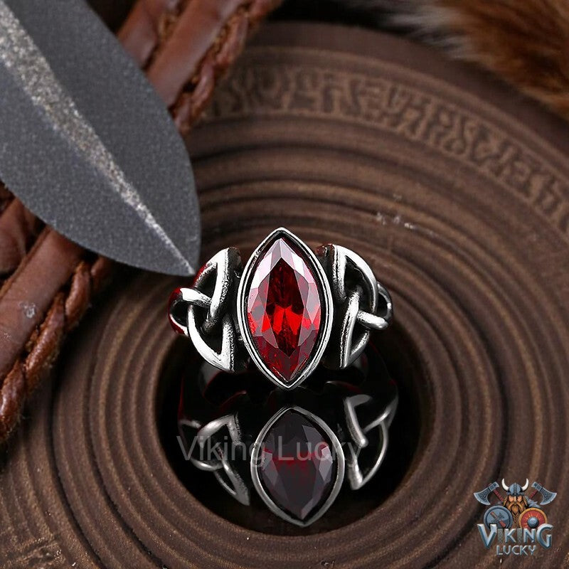 Viking Red Crystal Knot Ring Viking Lucky