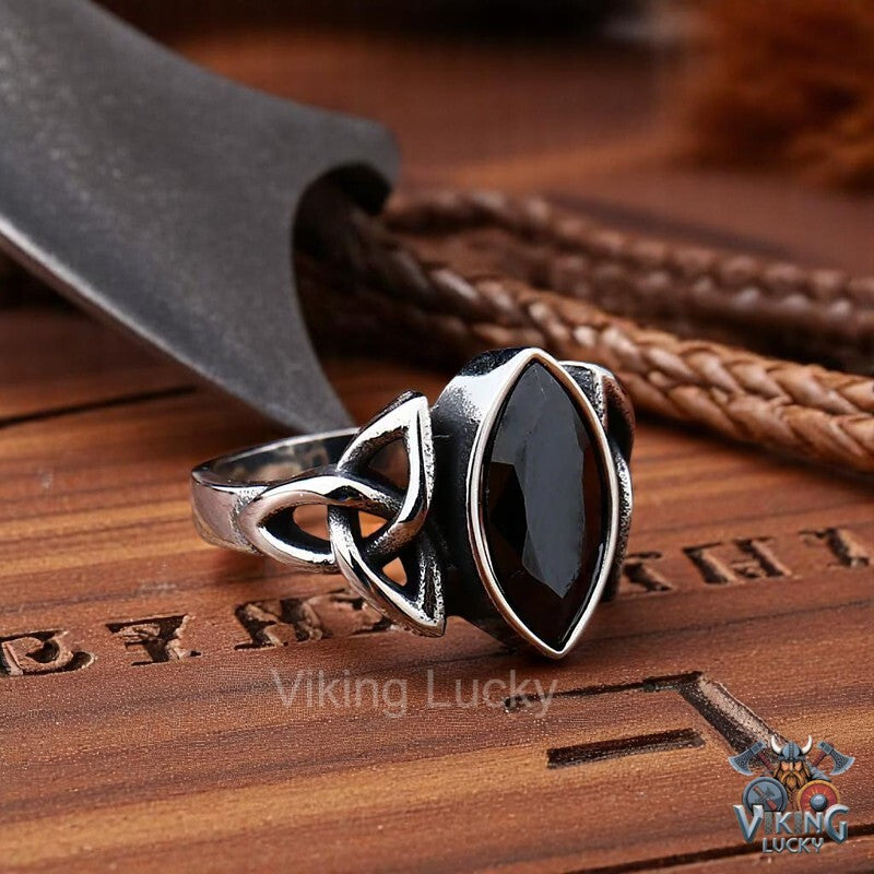 Viking Ring The Black Crystal Knot Style