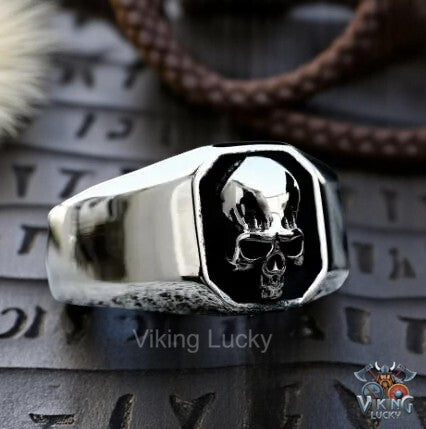 The Viking Silver Skull Signet Ring