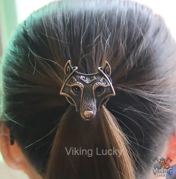 Viking Wolf Head Hair Tie Nordic Hair Accessories for Women Mock Up