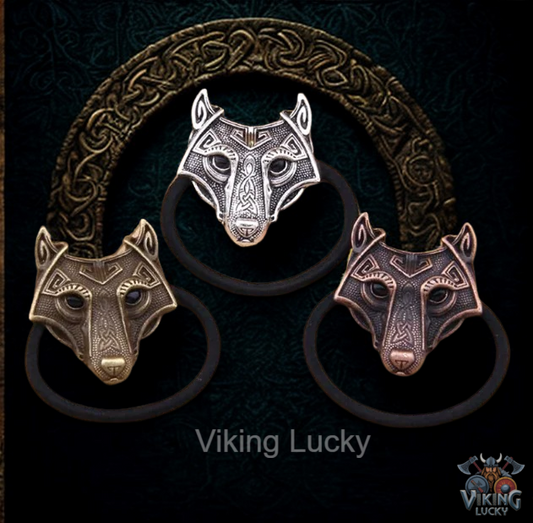 Viking Wolf Head Hair Tie Set – 3 Color Variants Nordic Hair Accessories for Women