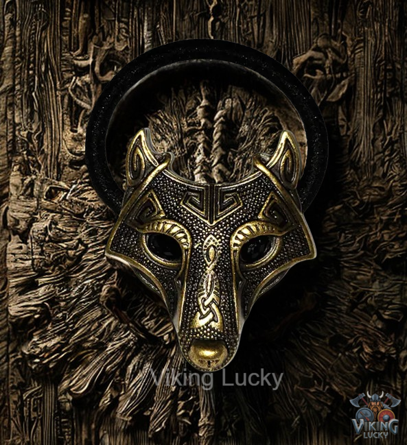 Viking Wolf Head Hair Tie Nordic Hair Accessories for Women Close Up