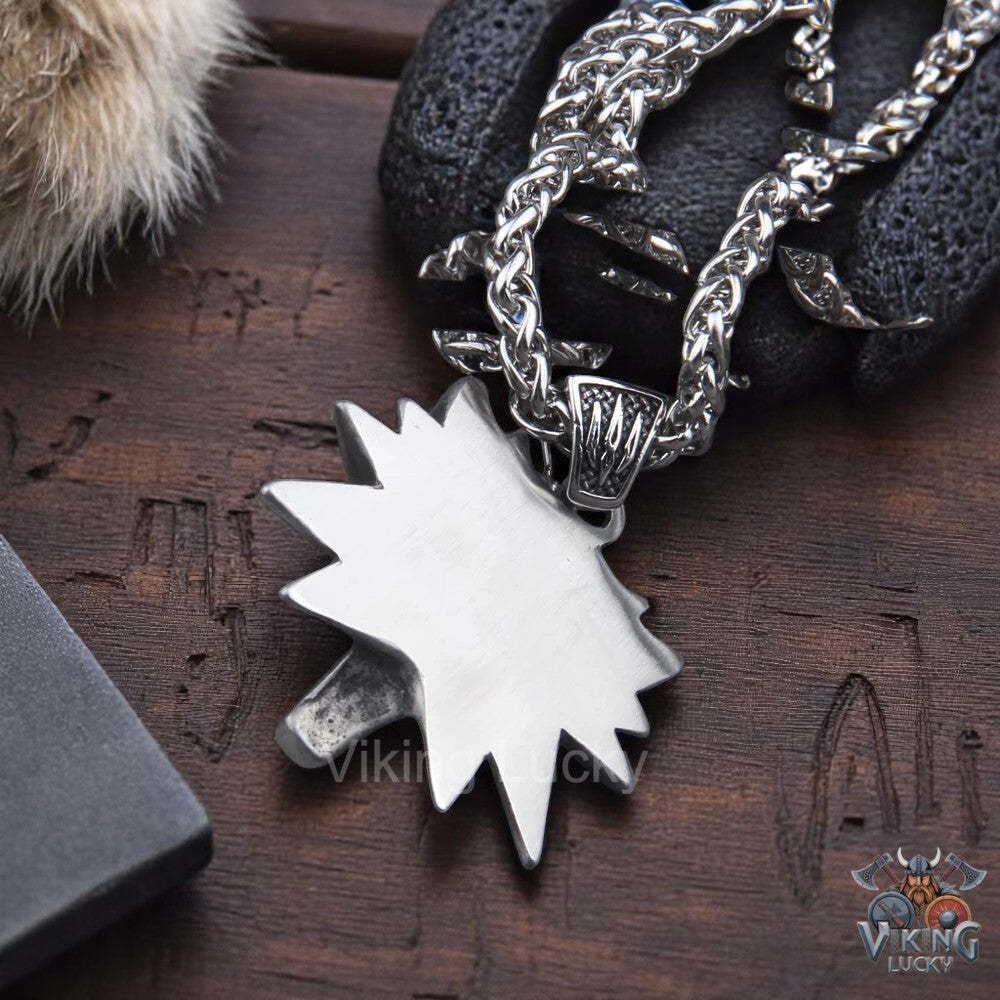 Viking Wolf Pendant Necklace – Stainless Steel Norse Symbol back shot