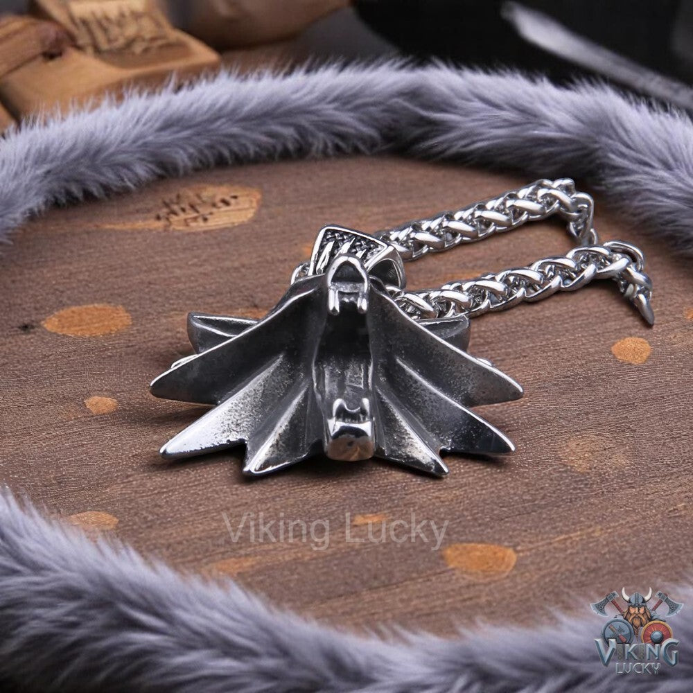 Viking Wolf Pendant Necklace – Stainless Steel Norse Symbol Viking Lucky