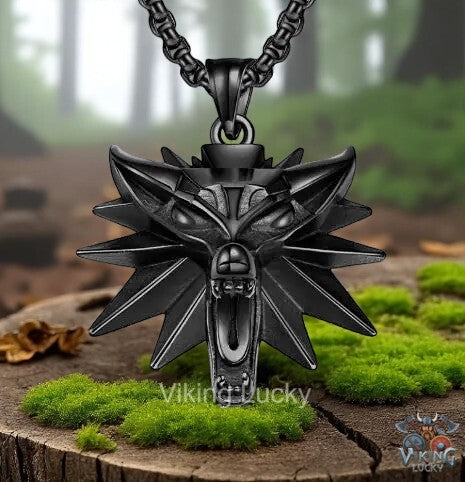 Witcher Wolf Head Necklace – Black Stainless Steel Monster Pendant